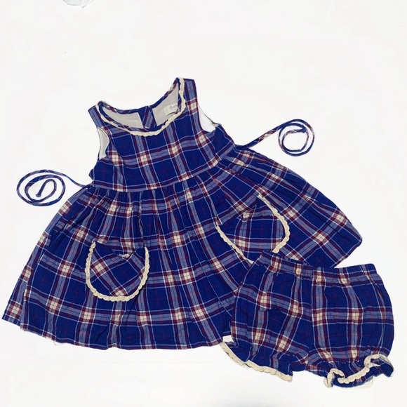 SweetHoney Blue Plaid Tunic‎ Dress Shorts Holiday Christmas Matching Sister Set - Picture 2 of 8